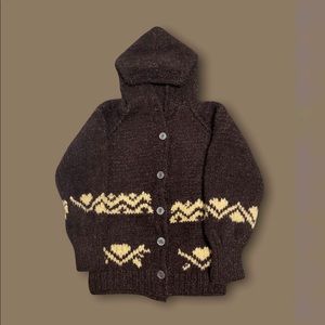 Brown hooded button up cardigan